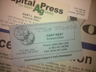 My business card from The (Coos Bay, Ore.) World