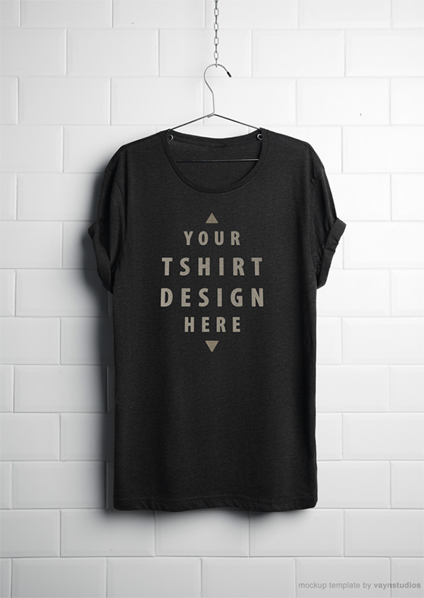 Download T-shirt Mockup PSD Terbaru Gratis - Free Realistic Hanging T-Shirt Mockup PSD