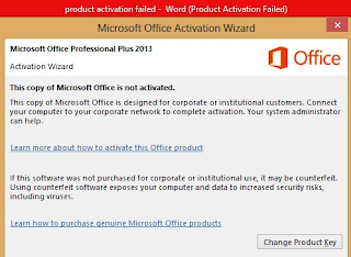 ms word 2013 product activation failed