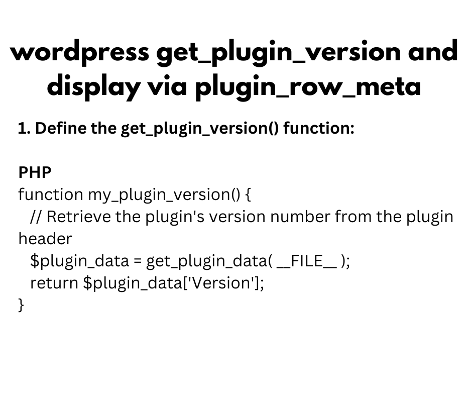 wordpress get_plugin_version and display via plugin_row_meta