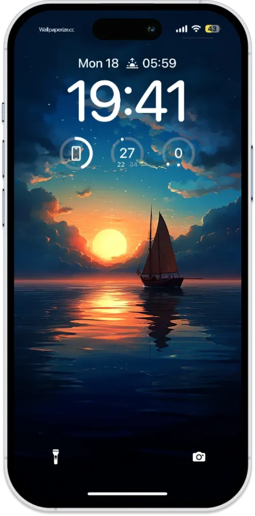 iPhone Wallpaper HD - Beautiful Calm Sea Sunset Scenery - Ai Generated Image