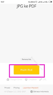 Pilih file yang akan di ubah ke pdf