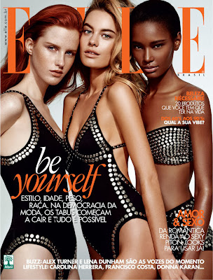 Camille Rowe, Magdalena Jasek & Ysaunny Brito Elle Magazine Brazil February 2014