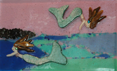 fused glass mermaid crackle technique ocean water flutterbyfoto flutterbybutterfly