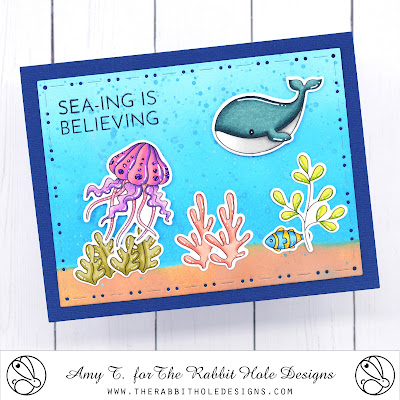 Sea-ing is Believing Stamp and Die Set illustrated by Agota Pop, Making Waves Stencil, You've Been Framed - Layering Dies by The Rabbit Hole Designs #therabbitholedesignsllc #therabbitholedesigns #trhd