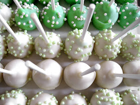 Cake Pops Close up Green and white
