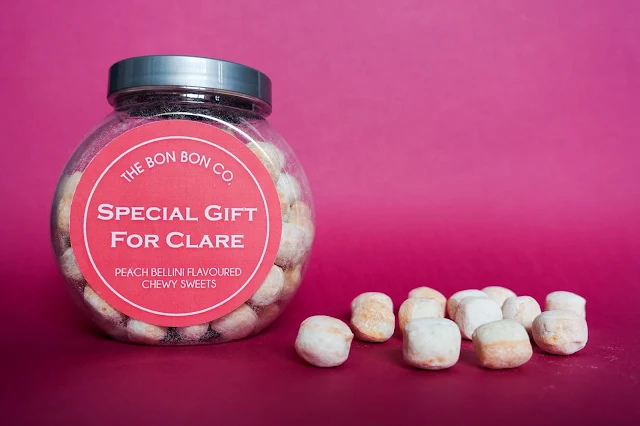 A jar of bon bon's with a personalised label