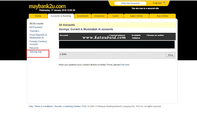 pindah duit Tabung Haji ke Maybank Secara Online