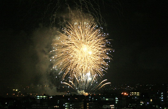 普天間フライトライン・フェア2018 花火の写真