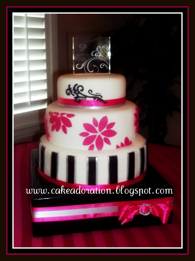 hot pink and black wedding