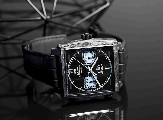 Robust Carbon Replica TAG Heuer Monaco Bamford Chronograph Iconic Steel 39mm Black Dial Watch Review