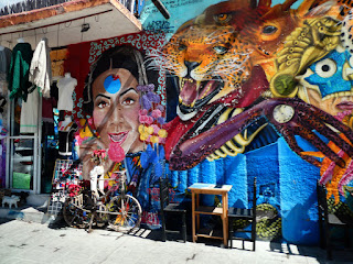 Oaxaca, Mexico - mural near Mitla