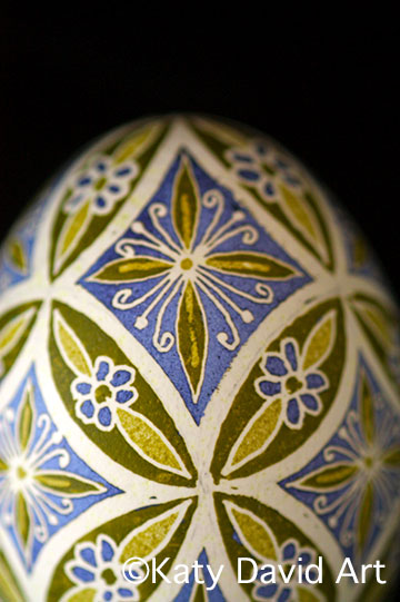 Pysanky in Green and Purple, Periwinkle Butterfly