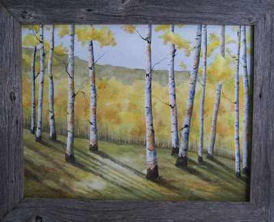 Danielle Beaulieu's watercolour of birch trees in the fall
