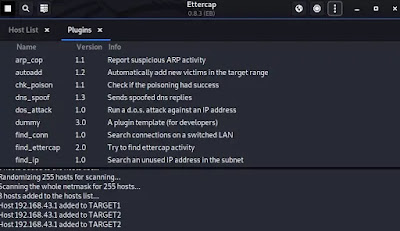 plugin's list in ettercap