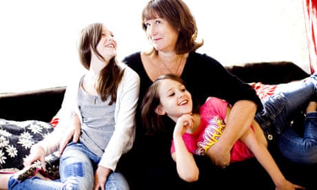 Image: Luisa Dillner with two of her four children, Tilly (left) and Lydia. Photograph: Felix Clay