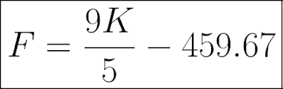 Fórmula conversão kelvin para fahrenheit