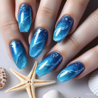 Ocean Blue Nails