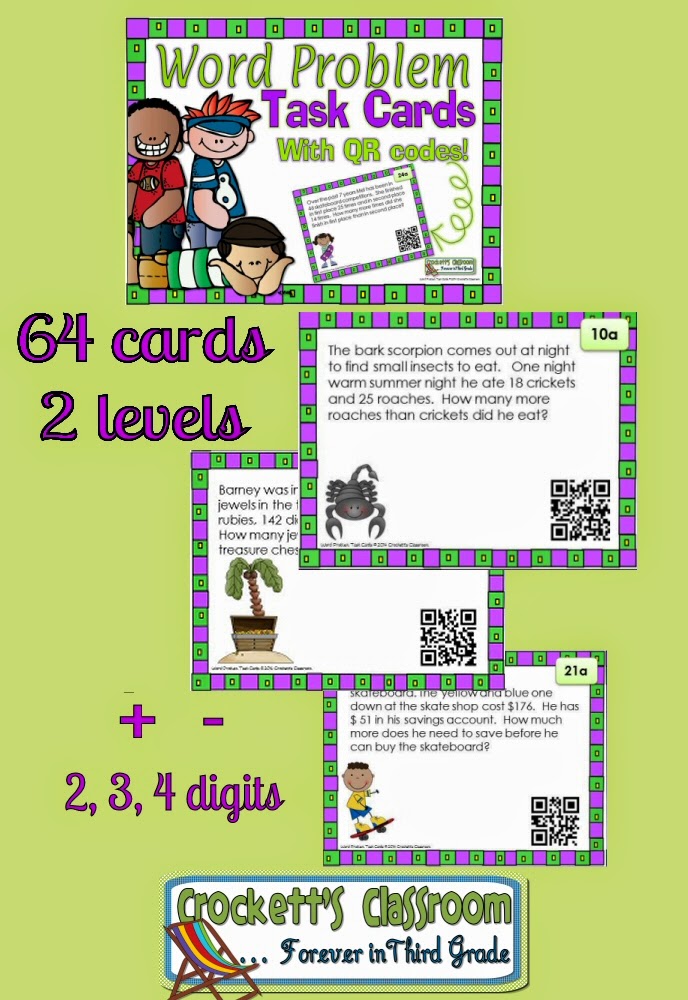  Word Problem Task Cards, with QR codes