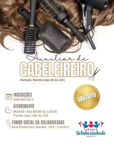 Fundo Social de Solidariedade abre inscrições para curso de auxiliar de cabeleireiro gratuito