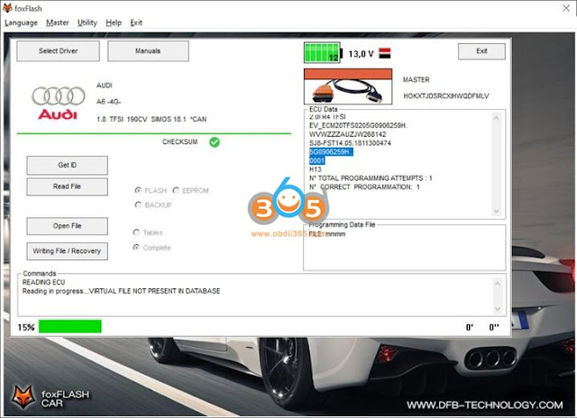 FoxFlash Read and Write Simos 18.1 via OBD