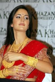 Katrina Kaif In Red Saree With Jwellary