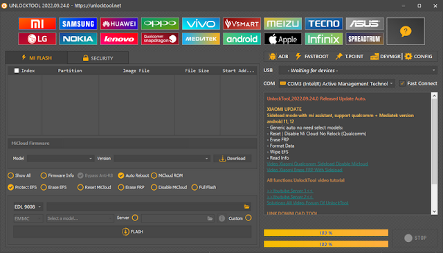 UnlockTool_2022.09.24.0 Sideload mode with mi assistant, support qualcomm + Mediatek version android 11, 12