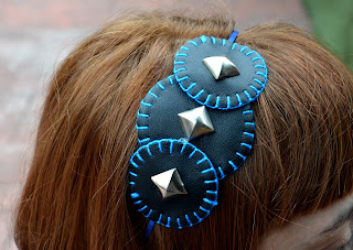 accesorios para el pelo, diademas, azul, tachuelas