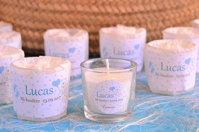 velas aromaticas azul balnco bautizo nino