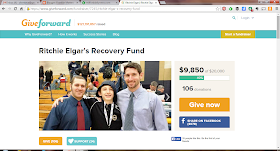 older screen grab of fund raising page - current total is over $15,000