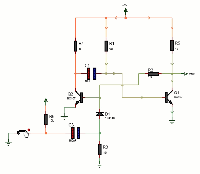 Monostable Multivibrator using Transistors circuit diagram