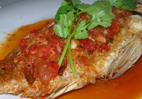 Resepi Pla Rad Prik (Ikan Sos Cili), FRIED FISH WITH chili 