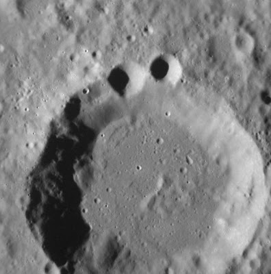 Craters on the surface of Mercury that resemble the face of the Sesame Street character Cookie Monster.