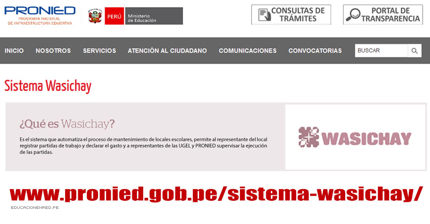 ¿Qué es Wasichay? Sistema de Mantenimiento de Locales Escolares [VIDEO] www.pronied.gob.pe/sistema-wasichay