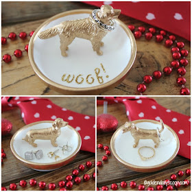 golden and white dog ring holder for dog lovers