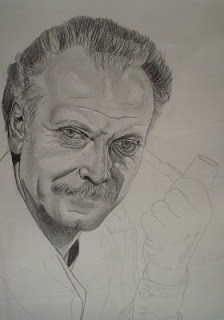 Technique du portrait, évolution étape par étape du portrait de George Brassens à la mine graphite