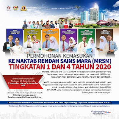 Permohonan MRSM Tingkatan 1 2020 Online