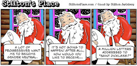 stilton’s place, stilton, political, humor, conservative, cartoons, jokes, hope n’ change, christmas, gender neutral, santa, female