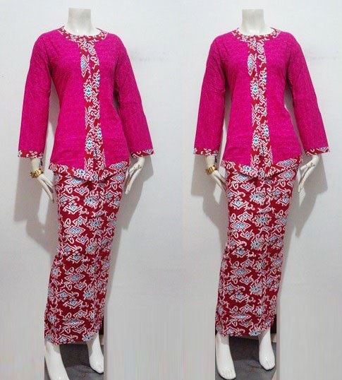 25 Contoh  Model  Baju  Batik  Kombinasi 2 Motif 2019
