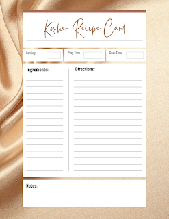 Kosher Recipe Cards - Free Printable Digital Files - Beige Brown Abstract Theme