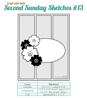 Craft with Beth: Stampin' Up! Second Sunday Sketches Card Sketch Challenge with measurements card sketch #013