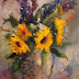 Sunflowers in Asian Vase Floral Paintings by Arizona Artist Amy Whitehouse