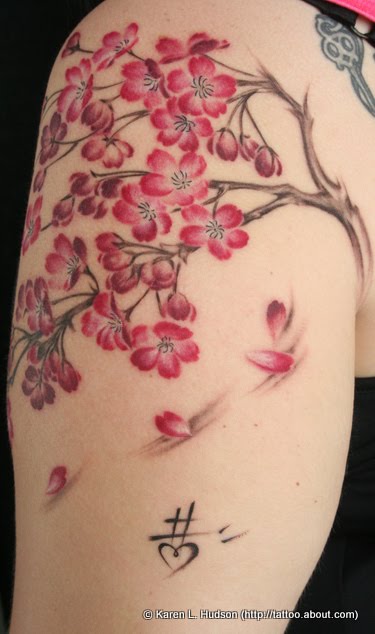 tattoos of cherry blossoms. cherry blossom tree tattoos