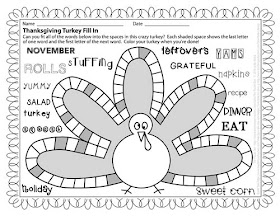 The Puzzle Den - Thanksgiving Turkey Fill In - Harder Version