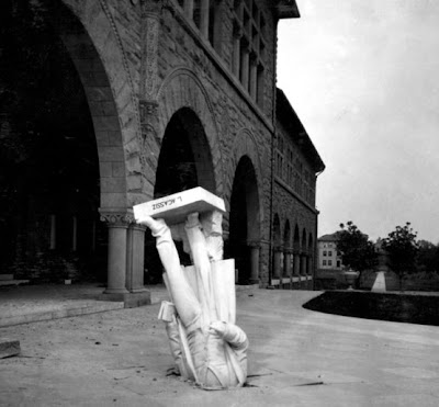 statue of Louie Agassiz, scientist,after 1906 SF earthquake. USGS