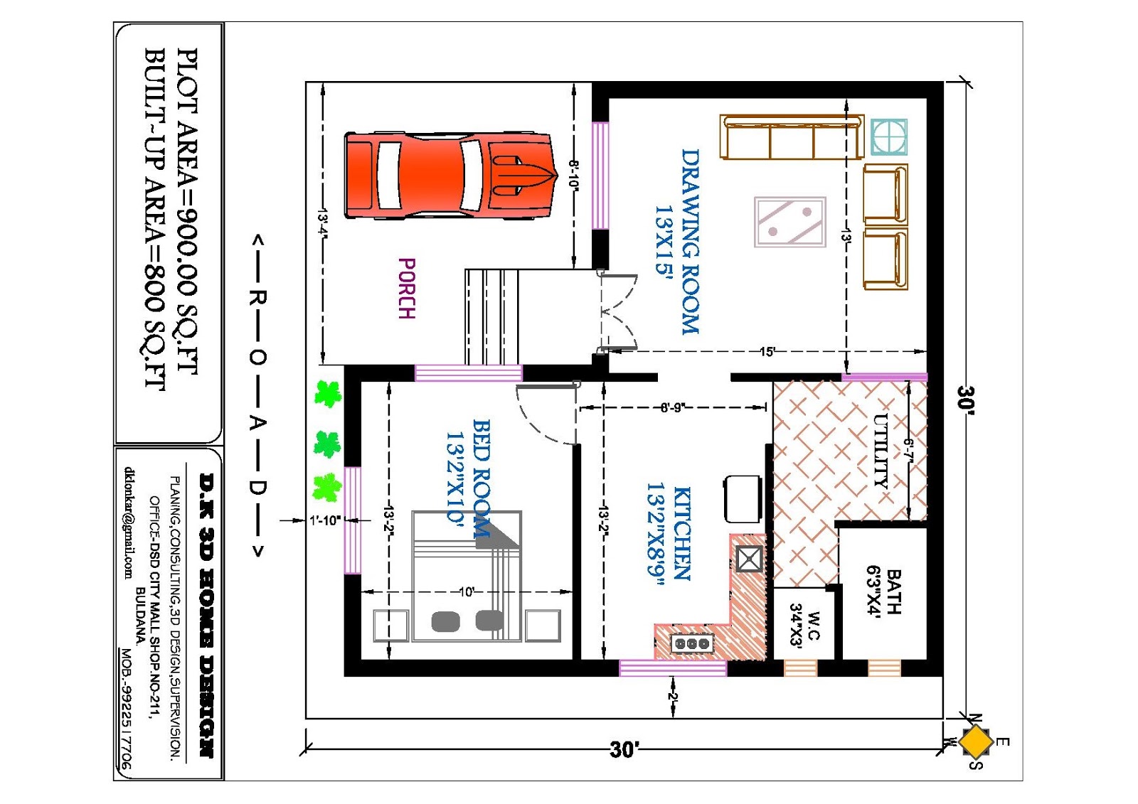 30 X30 House Plan