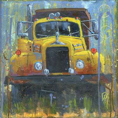 abandoned heavy truck art painting