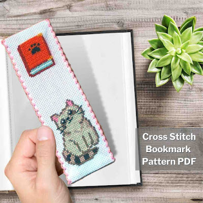 Raccoon cross stitch bookmark