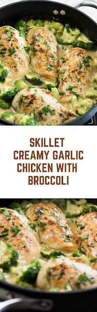 Skillet Creamy Garlic Chicken with Broccoli