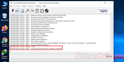 FlashTool Cannot open bundle Flash operation Canceled